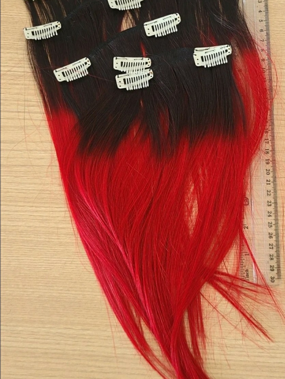 Red Ombre Clip-In Hair Extensions - Brand New & Ready To Ship - Picture 2 of 4